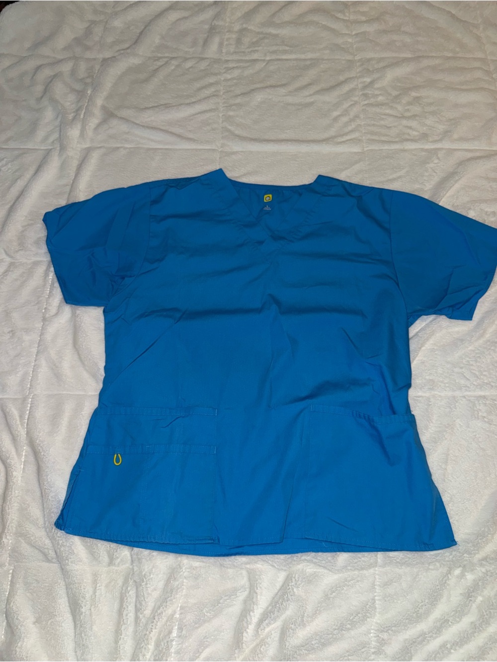Source Unknown Bright Blue V-Neck Medical Scrub Top
